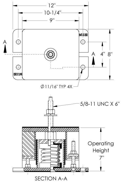 Easyflex VibraSystems 2 Spring Vibration Isolators Bolted Top With Leveling, 1'' Deflection - Image 2
